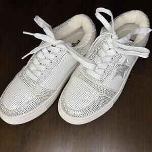 Hey Girl By Corkys Shoes Girls Size 6 Sparkly White Star Lace Up Cute & Sassy